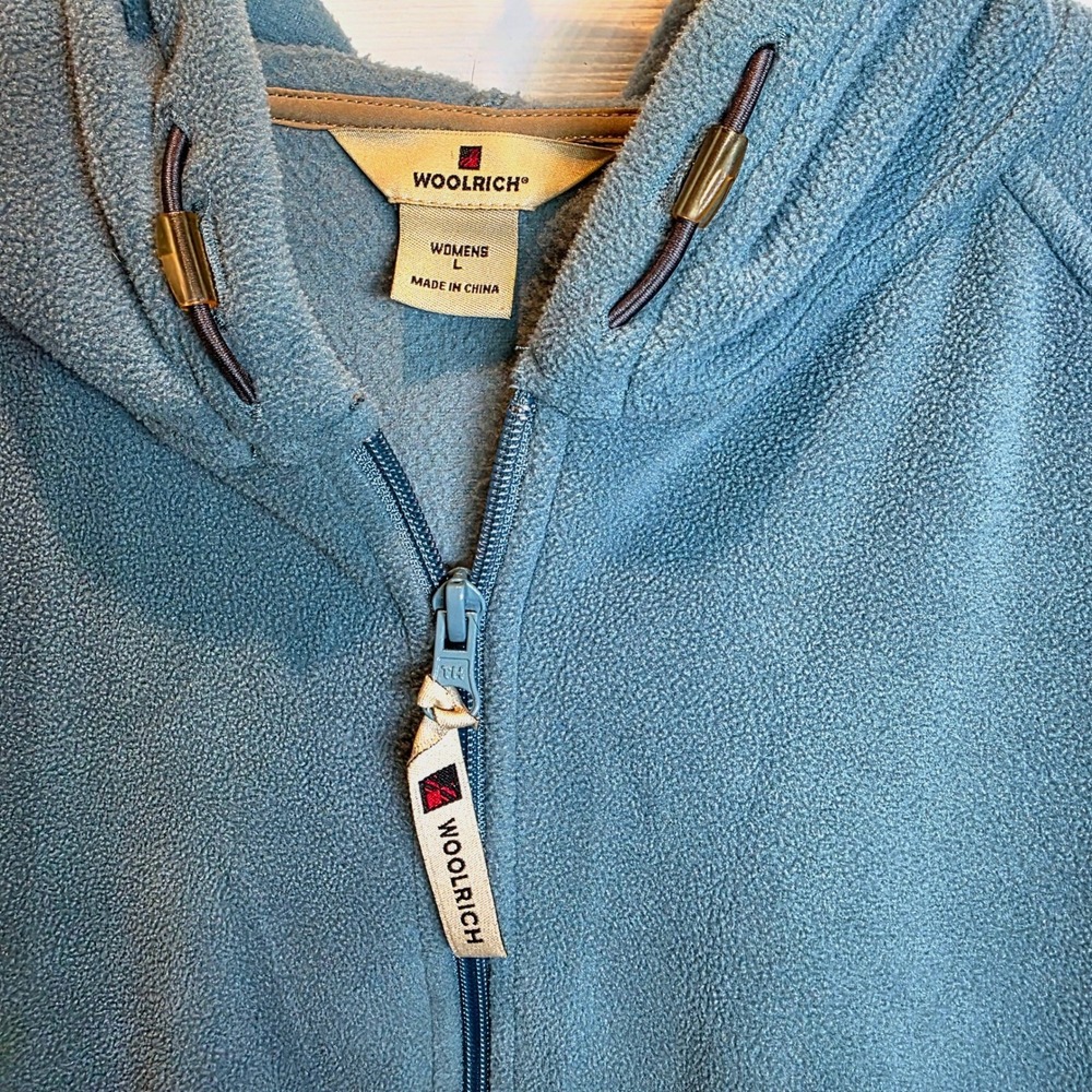 VTG Woolrich Fleece 1/4 Zip Pullover‎ Hoodie Jacket Top Sz Large Teal Blue - Picture 5 of 12